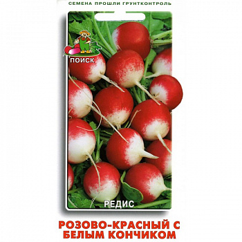 Редис Розово-красный с белым кончиком