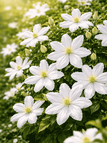 Клематис цельнолистный  White Arabella