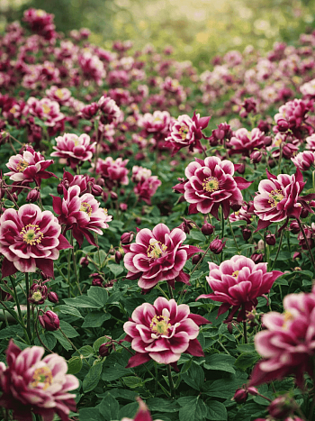 Аквилегия обыкновенная Winky Double Red and White